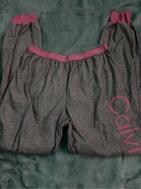 Calvin Klein Gray with Pink Logo Lounge Pants
